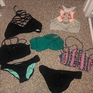Lot of 5 bikini tops and 2 bottoms!